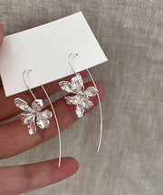 Retro Gold Metal Alloy Floral Hoop Earrings