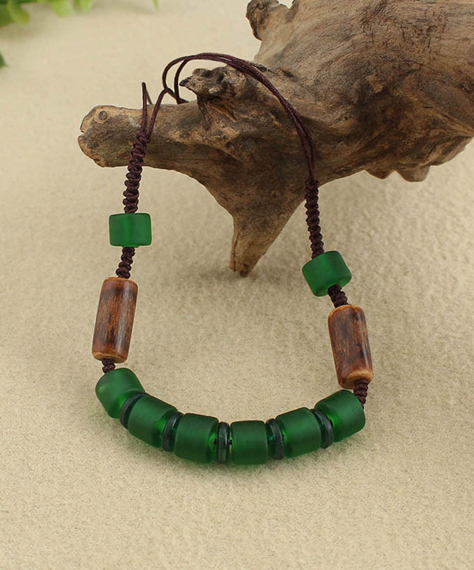 Retro Green Hand Woven Coloured Glaze Graduated Bead Necklace