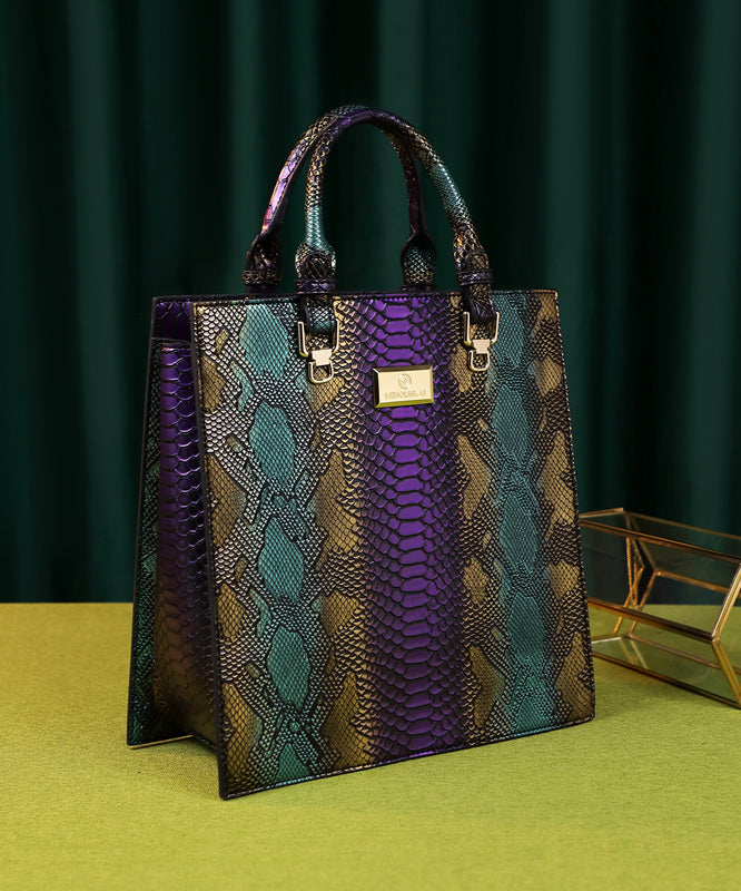 Retro Mixed Color Serpentine Large Capacity Tote Handbag