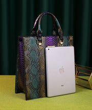 Retro Mixed Color Serpentine Large Capacity Tote Handbag