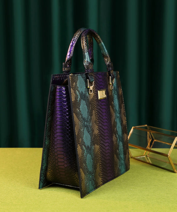 Retro Mixed Color Serpentine Large Capacity Tote Handbag