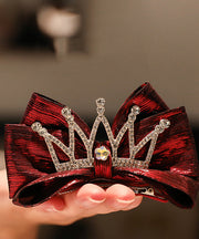 Retro Mulberry Alloy Zircon Crown Sequins Bow Girls Hairpin