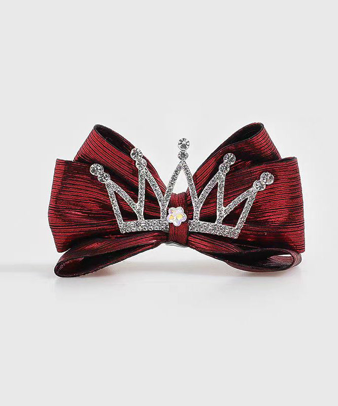 Retro Mulberry Alloy Zircon Crown Sequins Bow Girls Hairpin