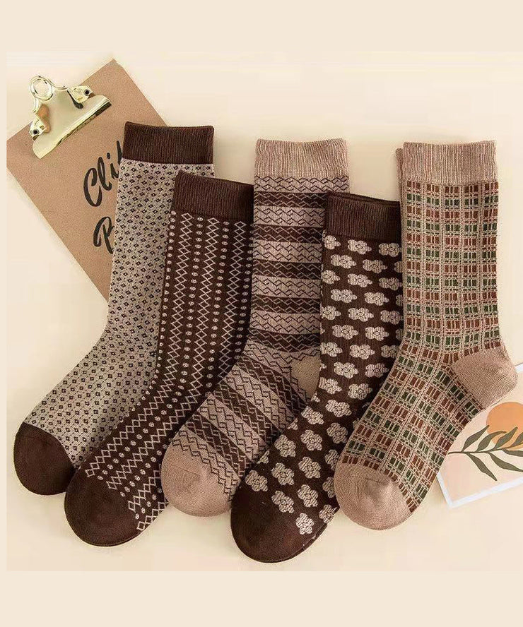 Retro Print Keep Warm Fine Cotton Crew Socks