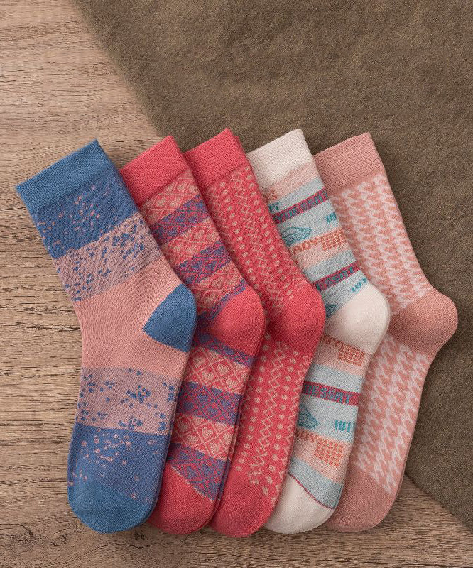 Retro Print Keep Warm Fine Cotton Crew Socks