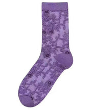 Retro Purple Jacquard Thick Cotton Mid Calf Socks