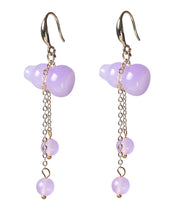 Retro Purple Overgild Chalcedony Tassel Gourd Drop Earrings