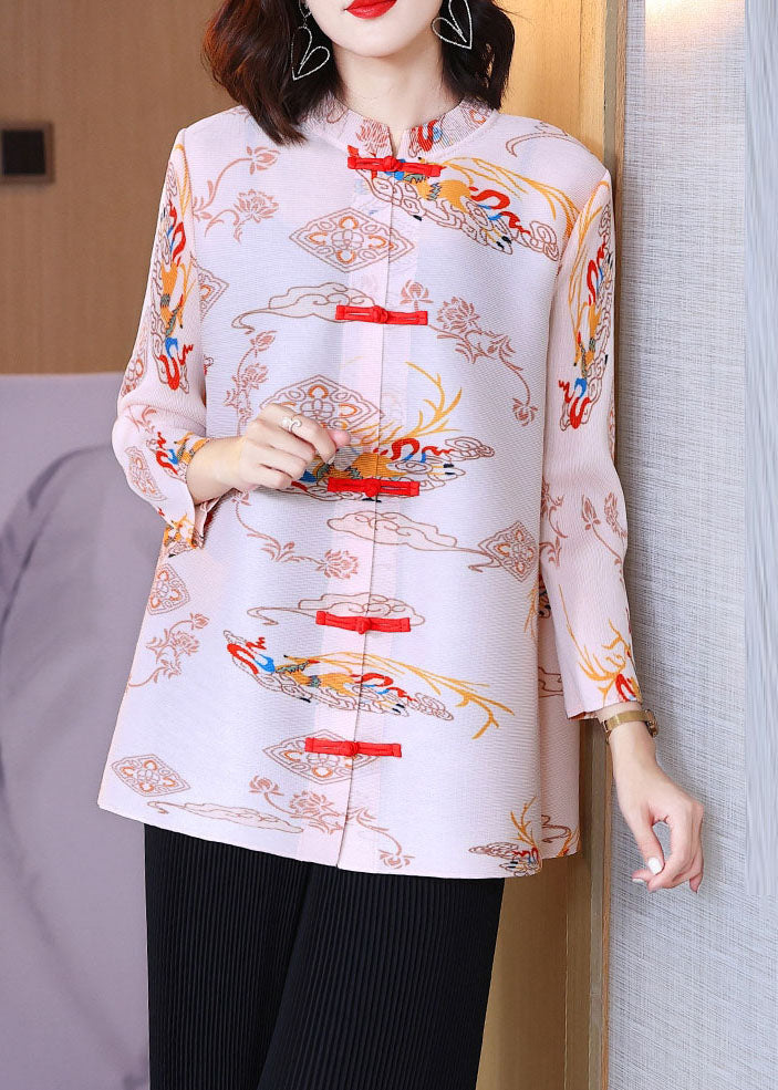 Retro Rose Print Button Cozy Shirt Fall