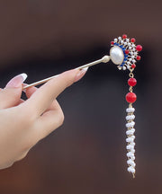 Retro Silk Alloy Pearl Tassel Hairpin