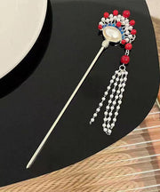 Retro Silk Alloy Pearl Tassel Hairpin