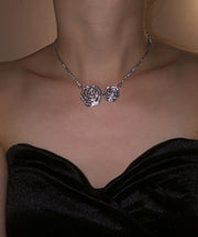 Retro Silk Sterling Silver Zircon Floral Princess Necklace