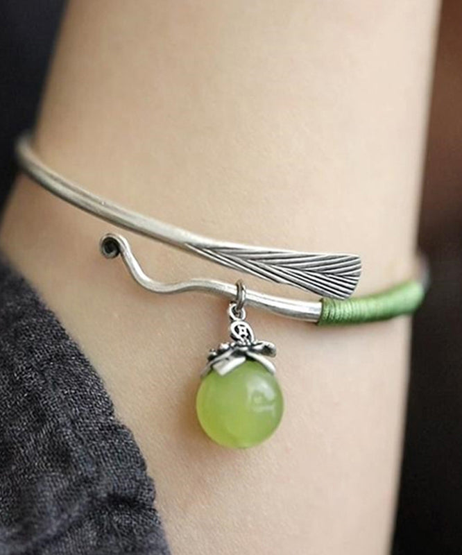 Retro Sterling Silver Jade Tassel Cuff