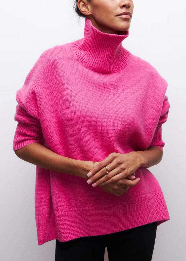 Rose Cozy Thick Knit Sweaters Turtleneck Spring