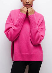 Rose Cozy Thick Knit Sweaters Turtleneck Spring