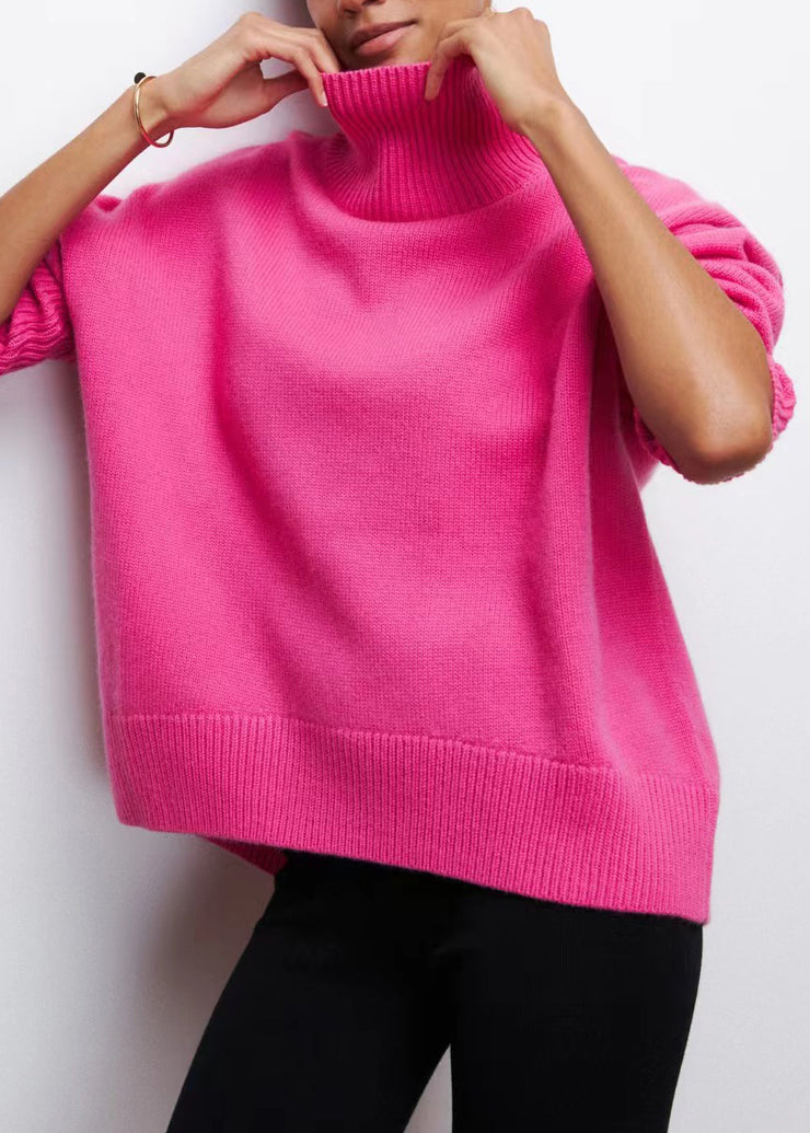 Rose Cozy Thick Knit Sweaters Turtleneck Spring