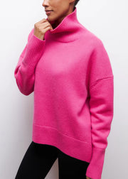 Rose Cozy Thick Knit Sweaters Turtleneck Spring