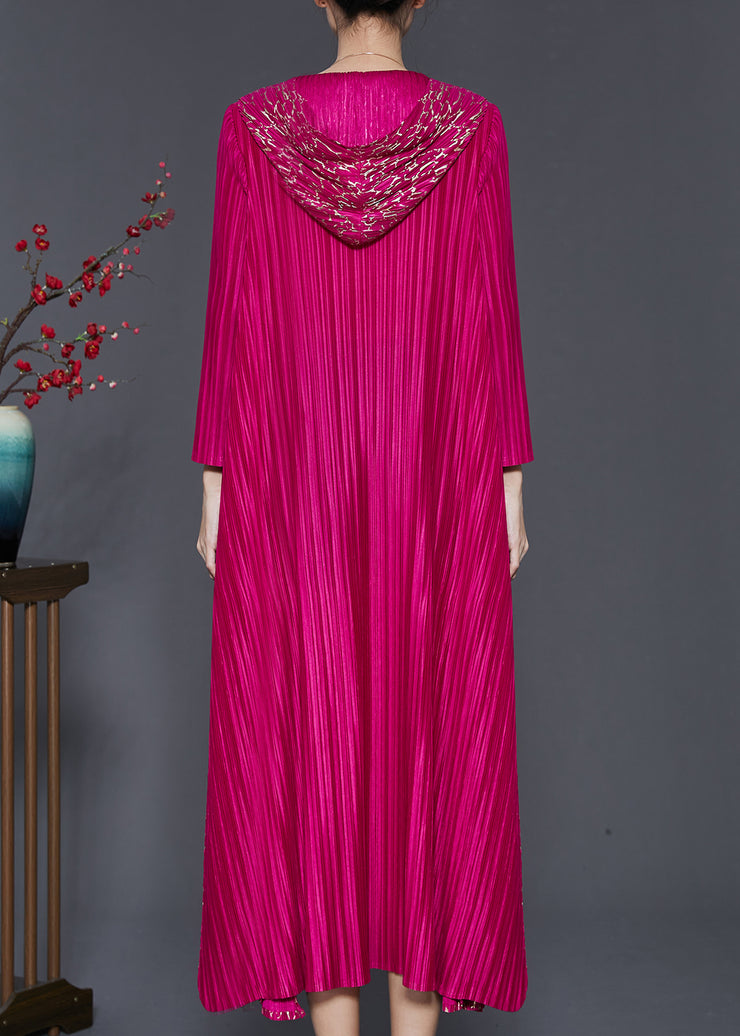 Rose Patchwork Pleated Dress Hooded Exra Large Hem Spring