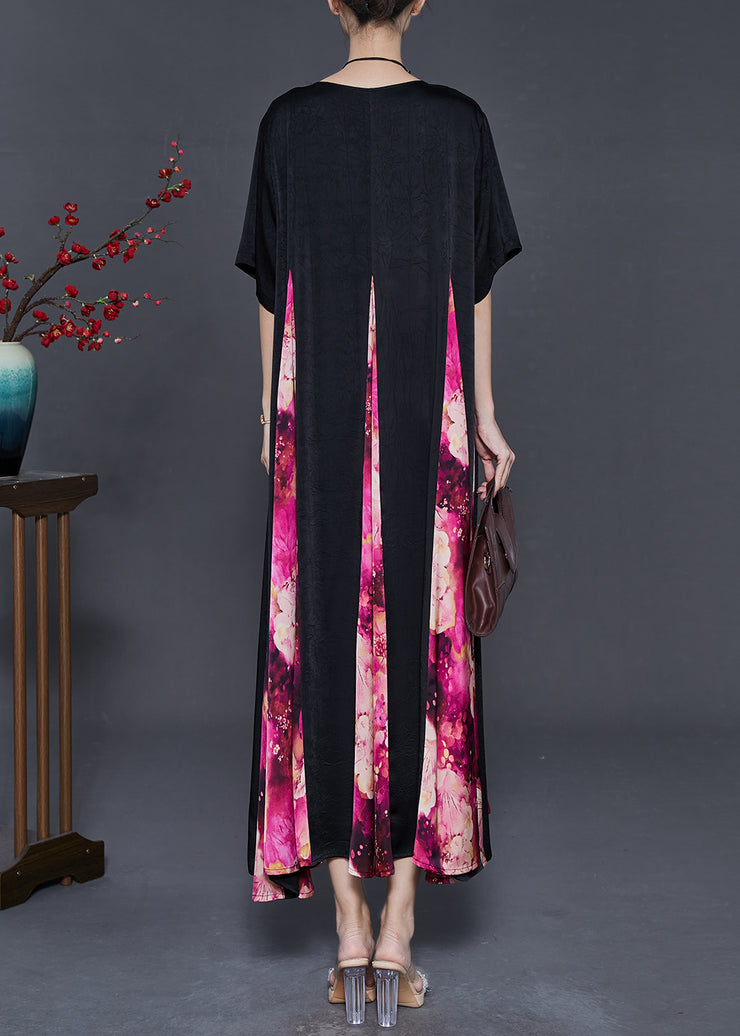 Rose Patchwork Silk Maxi Dresses Exra Large Hem Summer