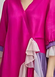 Rose Patchwork Tulle Cotton Tea Dress Asymmetrical Summer