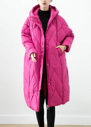 Rose Thick Cotton Filled Puffer Jacket Hooded Pockets Winter