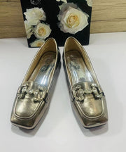 Rose Zircon Faux Leather Square Toe 2024 New Flats
