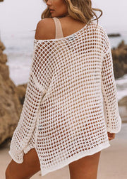 Seaside Vacation Style Sexy Hollow Out Knitted Cover Up