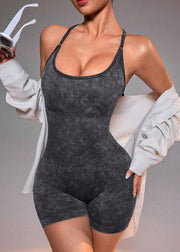 Sexy Grey Backless Butt Scrunch One Piece Workout Suit Gym