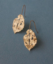 Chic Gold Copper Overgild Maple Leaf Drop Earrings