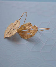 Chic Gold Copper Overgild Maple Leaf Drop Earrings