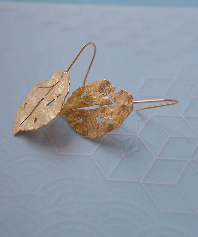 Chic Gold Copper Overgild Maple Leaf Drop Earrings