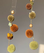 Sexy Multi Copper Overgild Hairy Ball Resin Drop Earrings