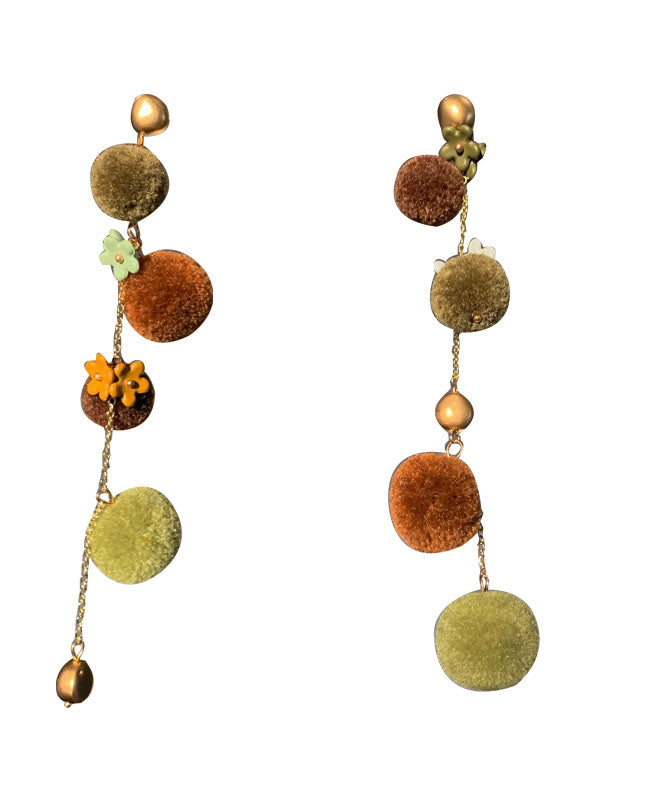 Sexy Multi Copper Overgild Hairy Ball Resin Drop Earrings