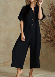 Sexy short sleeve jumpsuit wide-legged pants leisure loose