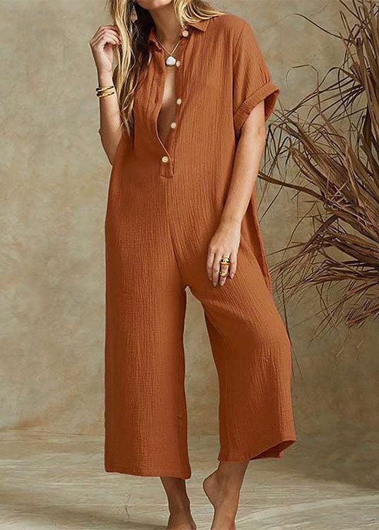 Sexy short sleeve jumpsuit wide-legged pants leisure loose