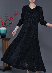 Silm Fit Black Exra Large Hem Lace Holiday Dresses Spring