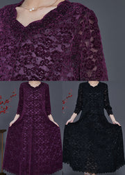 Silm Fit Black Exra Large Hem Lace Holiday Dresses Spring