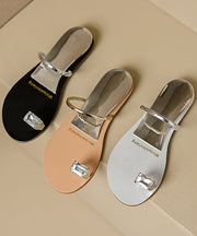 Silver Water Diamond Versatile Flat Bottomed Clip Toe Slide Sandals