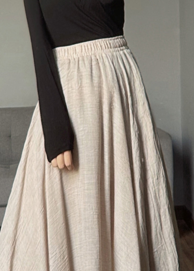 Simple Apricot Ruffled Patchwork High Waist Maxi Skirts