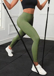 Simple Army Green High Waist Butt Scrunch Nylon Yoga Pants