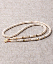 Simple Beige Alloy Coconut Shell Beading Graduated Bead Necklace