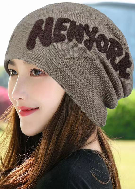 Simple Black Comfy Letter Embroidery Knit Boonie Hat