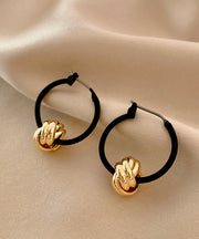 Simple Black Copper Overgild Hoop Earrings