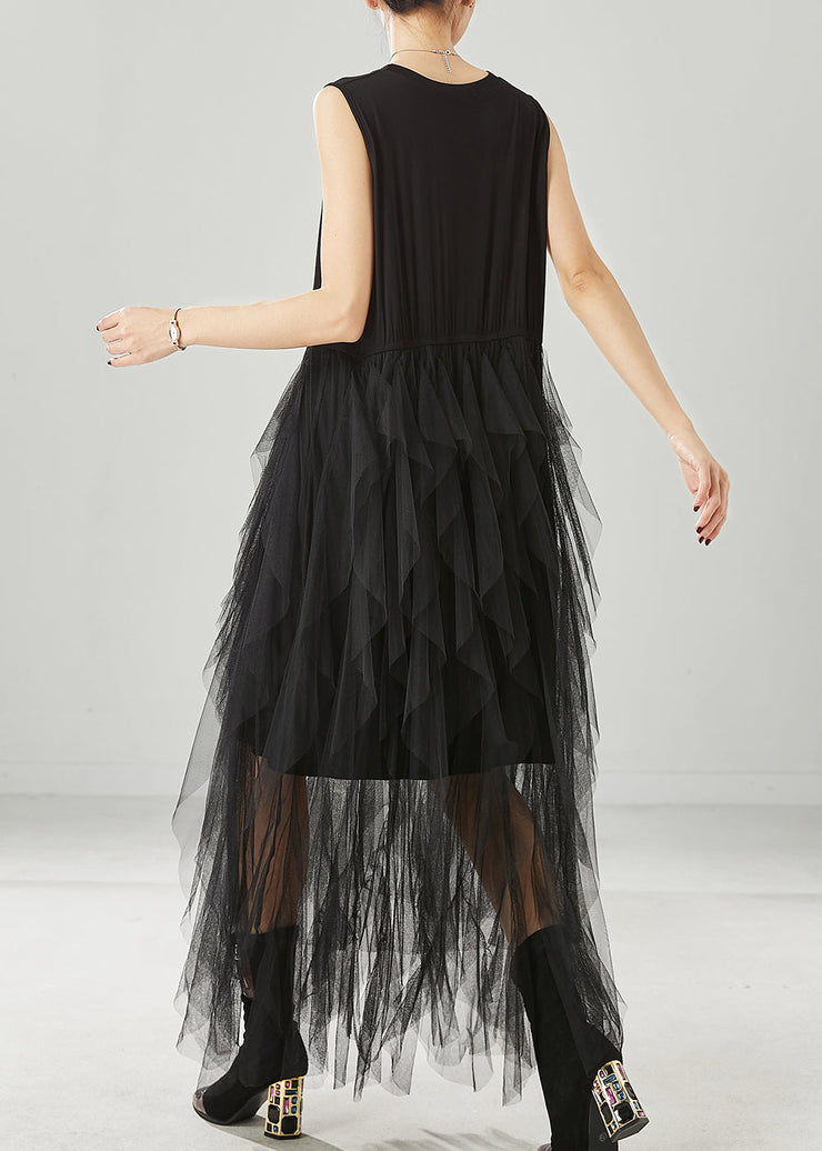 Simple Black Exra Large Hem Tulle Beach Dresses Sleeveless