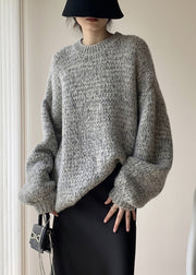 Simple Black O Neck Cozy Knit Sweaters Spring