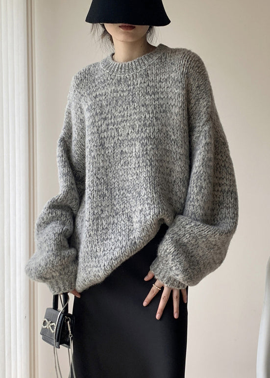 Simple Black O Neck Cozy Knit Sweaters Winter