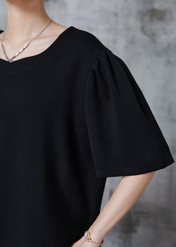 Simple Black O-Neck Oversized Cotton Tanks Summer