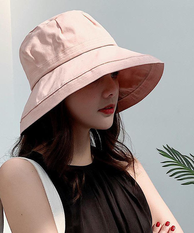 Simple Black Oversized Patchwork Cotton Bucket Hat