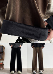 Simple Black Pockets Solid Warm Fleece Velour Men Pants Spring