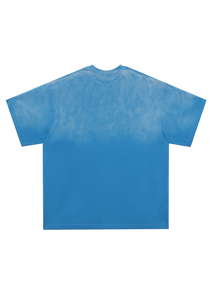 Simple Blue Embroideried Solid Cotton Mens Neutral T Shirts Summer