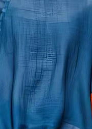 Simple Blue O-Neck Patchwork T Shirt Bracelet Sleeve